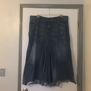 Lane Bryant Distressed Denim Midi Flare Skirt